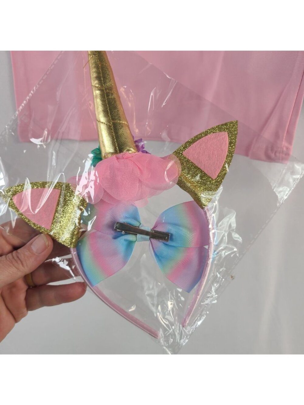 Unicorn 4th Birthday Outfit Set Pink Shirt Tutu Birthday Sash & Unicorn Headband - Picture 6 of 10